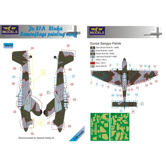 LF Models M48128 1/48 Ju 87A Stuka Camouflage Painting Mask