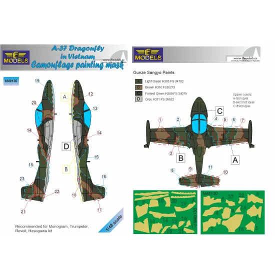 LF Models M48130 1/48 A-37 Dragonfly in Vietnam Camouflage Painting Mask