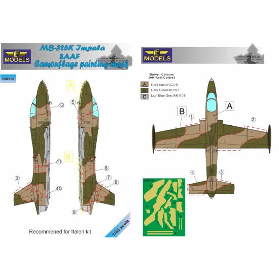 LF Models M48136 1/48 MB 326K Impala SAAF Camouflage Painting Mask