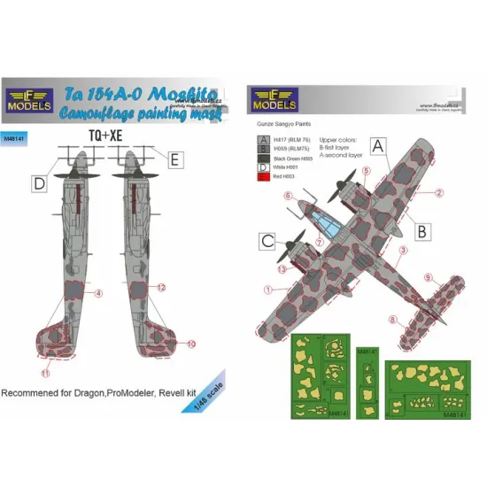 LF Models M48141 1/48 Ta 154A-0 Moskito Camouflage Painting Mask