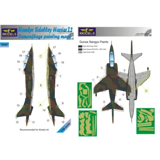 LF Models M4865 1/48 Hawker Siddeley Harrier T.2 Camouflage Painting Mask