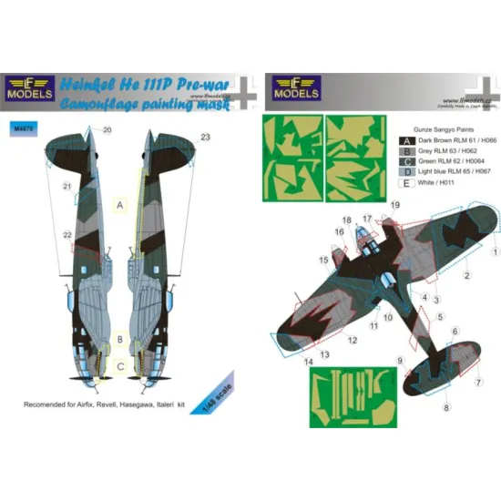 LF Models M4870 1/48 Heinkel He 111P Pre war Camouflage Painting Mask