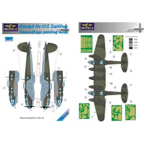 LF Models M4871 1/48 Heinkel He 111Z Zwilling Camouflage Painting Mask