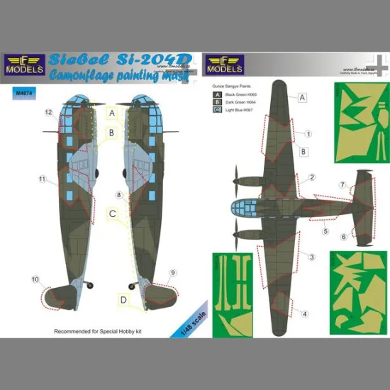 LF Models M4874 1/48 Siebel Si 204D Camouflage Painting Mask