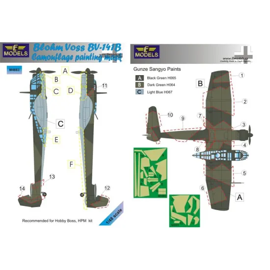 LF Models M4883 1/48 Blohm Voss BV 141B Camouflage Painting Mask