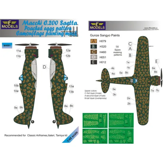 LF Models M4891 1/48 Macchi C.200 Saetta Poached eggs pattern Camouflage Painting Mask