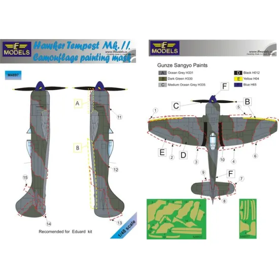 LF Models M4897 1/48 Hawker Tempest Mk.II Camouflage Painting Mask