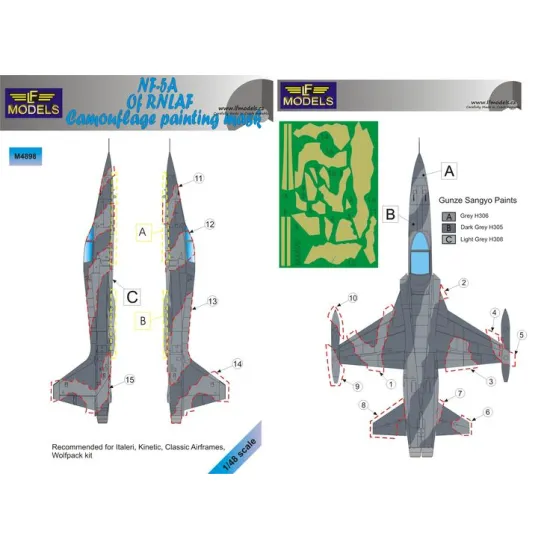 LF Models M4898 1/48 NF-5A Freedom Fighter of RNLAF Camouflage Painting Mask