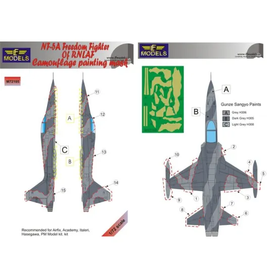 LF Models M72105 1/72 NF-5A Freedom Fighter of RNLAF Camouflage Painting Mask