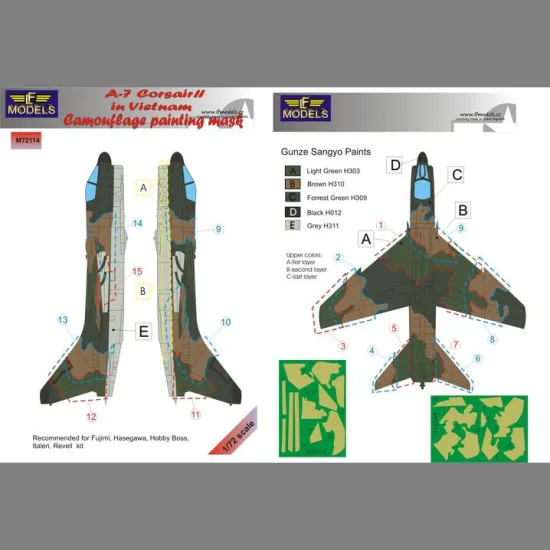 LF Models M72114 1/72 Vought A-7 Corsair II in Vietnam Camouflage Painting Mask