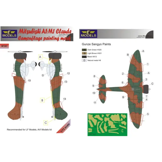 LF Models M7267 1/72 Mitsubishi A5M1 Claude Camouflage Painting Mask