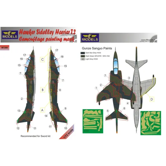 LF Models M7268 1/72 Hawker Siddeley Harrier T.2 Camouflage Painting Mask