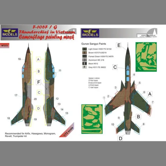LF Models M7272 1/72 Republic F-105F/G Thunderchief Camouflage Painting Mask