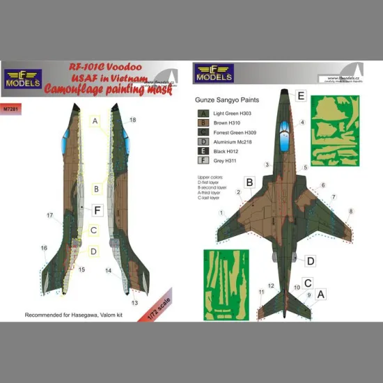 LF Models M7281 1/72 McDonnell RF-101C Voodoo USAF in Vietnam Camo Painting Mask