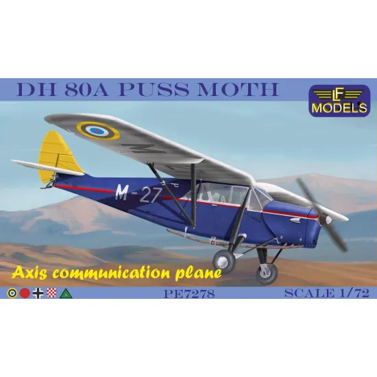 LF Models PE7278 1/72 DH 80A Puss Moth Axis Communication Plane (1xManchukuo,1xJapan,1xGermany,1xCroatia,1xIraq)