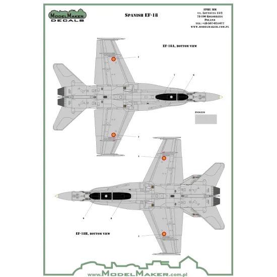ModelMaker 1/72 D72089 F/A-18 Spain Standart Markings + Stencils Aircraft Decal