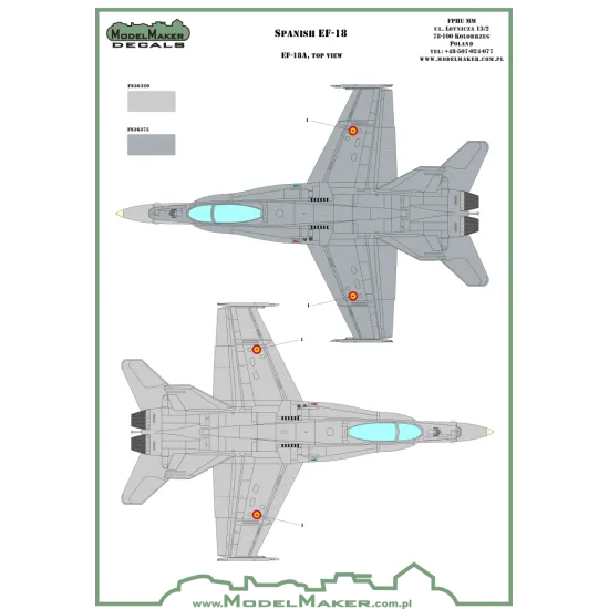 ModelMaker 1/72 D72089 F/A-18 Spain Standart Markings + Stencils Aircraft Decal