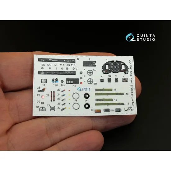 Quinta QD48003 - 1/48 3D-Printed coloured interior for Yak-1 mid.prod all kits