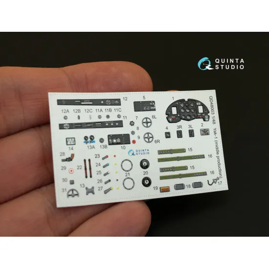 Quinta QD48003 - 1/48 3D-Printed coloured interior for Yak-1 mid.prod all kits