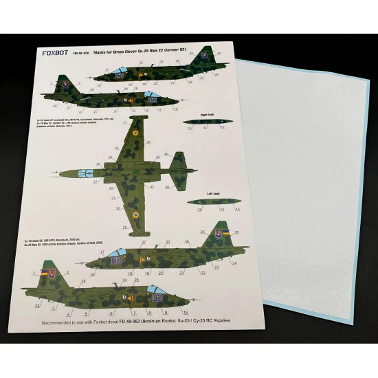 Foxbot Fm48-020 1/48 Masks For Sukhoi Su25 Blue 22 Former 02 Ukranian Air Forces Green Clover Camouflage For Kp Revell Kits