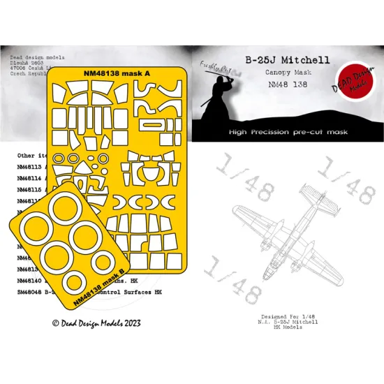 Dead Design Nm48138 1/48 Painting Canopy Mask B-25j Mitchell For Hk Models