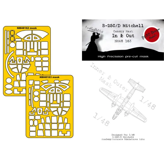 Dead Design Nm48163 1/48 Painting Canopy Mask B-25c/D Mitchell In And Out For Academy