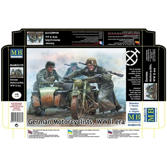 GERMAN MOTORCYCLISTS, WW ERA 1/35 MASTER BOX 35178 NEW