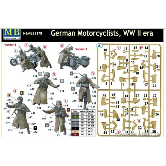 GERMAN MOTORCYCLISTS, WW ERA 1/35 MASTER BOX 35178 NEW