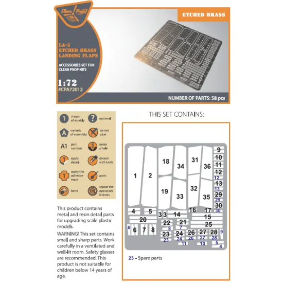 Clear Prop CPA72012 - 1/72 La-5 (all versions) PE landing flaps Photo etched