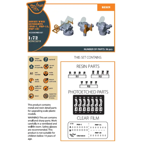 Clear Prop CPA72019 - 1/72 Soviet WWII gun sights (PAK-1, PBP-1A, PBP-1B)