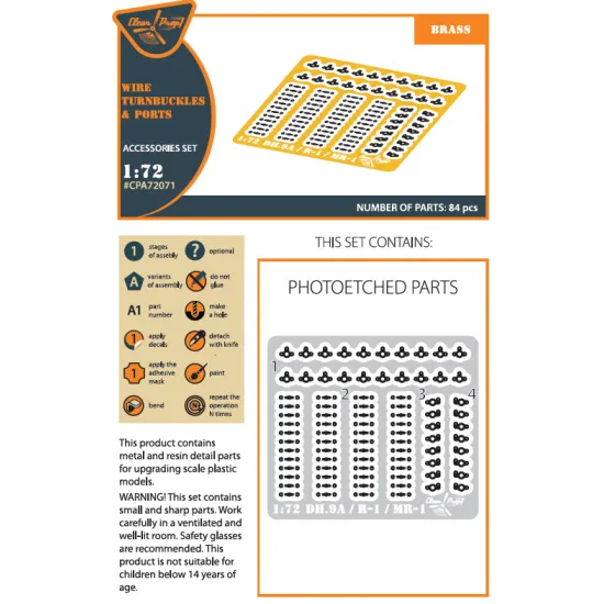 Clear Prop CPA72071 1/72 Wire Turnbuckles and ports for CP kits DH.9a/R-1/MR-1