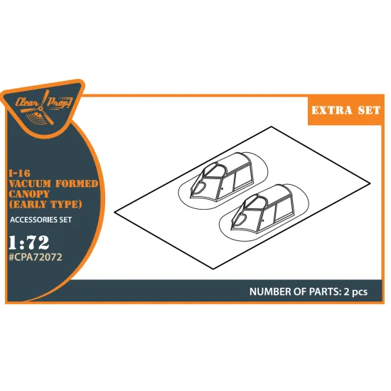 Clear Prop CPA72072 1/72 I-16 vacuum formed canopy (early version) for CP kit