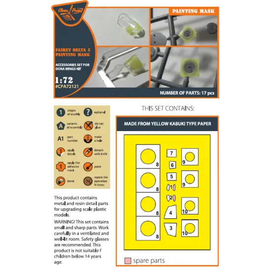 Clear Prop Cpa72121 1/72 Fairey Delta 2painting Mask On Yellow Kabuki Paper For Dora Wings Kit Aircraft Accessories