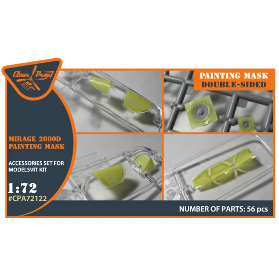 Clear Prop Cpa72122 1/72 Mirage 2000d Double-sided Painting Mask On Yellow Kabuki Paper For Modelsvit Kit 72075 Clear Prop Cpa72122 1/72 Mirage 2000d Double-sided Painting Mask On Yellow Kabuki Paper For Modelsvit Kit 72075