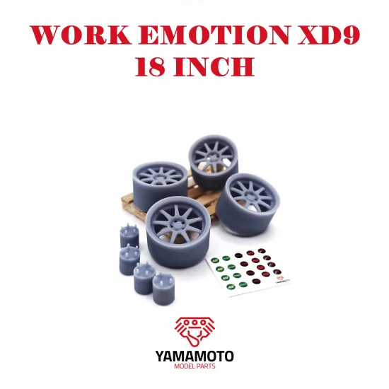 Yamamoto Ymprim3 1/24 Resin Wheels Work Emotion Xd9 18iinch, Adapters, Decals