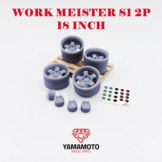 Yamamoto Ymprim6 1/24 Wheels Work Meister S1 2p 18inch 5 Nuts, Adapters, Decals