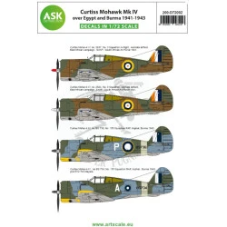 Ask D72002 1/72 Decal For Curtiss Mohawk Iv Over Egypt And Burma 1941-1943