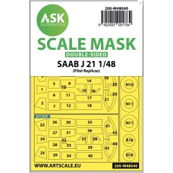 Ask M48040 1/48 Double-sided Painting Mask Saab J21 For Pilot Replicas
