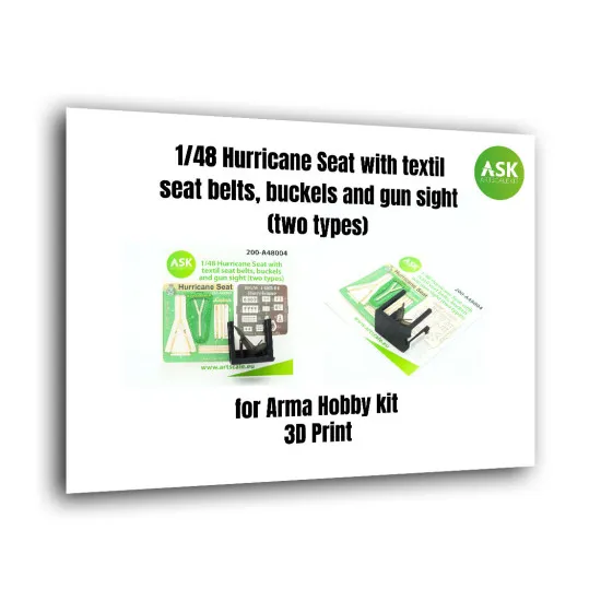 Ask A48004 1/48 Hurricane Seat Textil Seat Belts, Buckels And Gun Sight 2 Types Ask A48004 1/48 Hurricane Seat Textil Seat Belts, Buckels And Gun Sight 2 Types