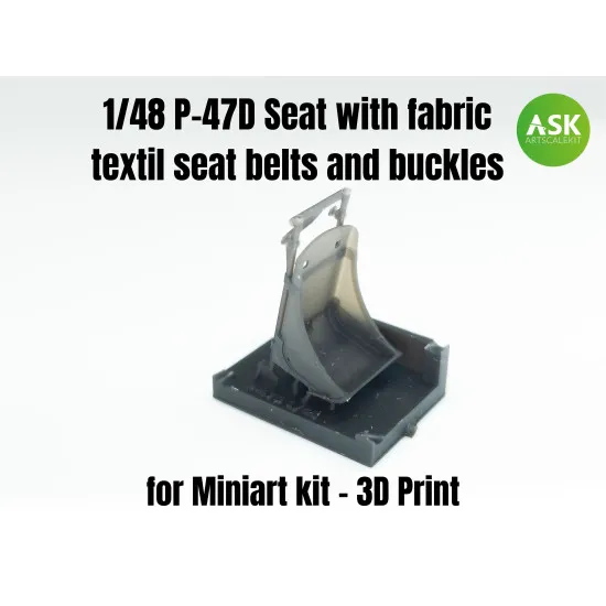 Ask A48009 1/48 P-47d Seat With Fabric Textil Seat Belts And Buckles Resin