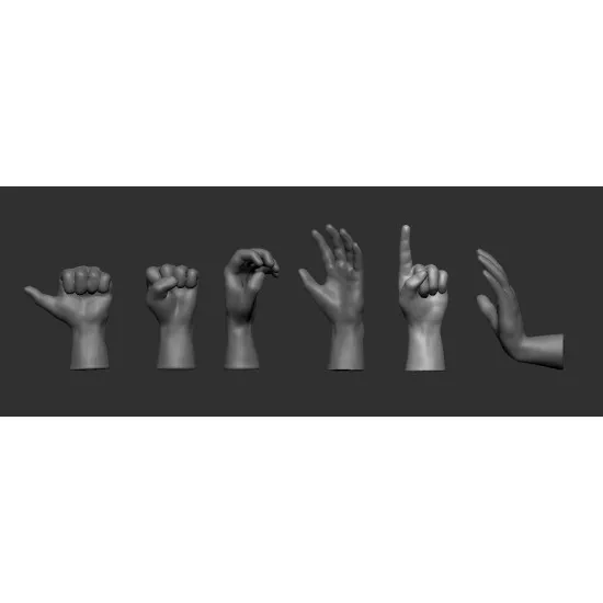 Ask A72009 1/72 People Hands 3d Printed Resin 10 Pairs