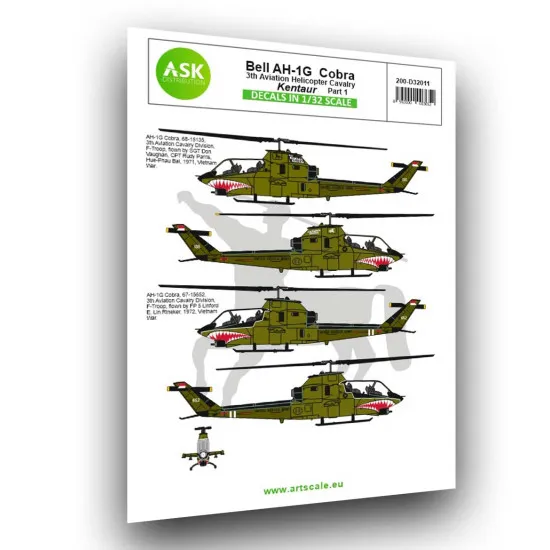 Ask D32011 1/24 Bell Ah-1g Cobra Kentaur 3th Aviation Helicopter Cavalry Part 1