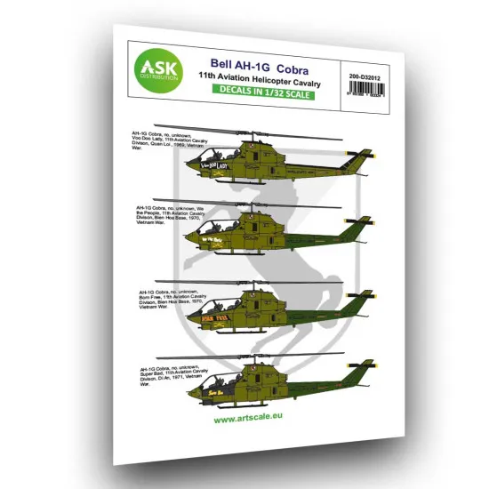 Ask D32012 1/32 Bell Ah-1g Cobra 11th Aviation Helicopter Cavalry