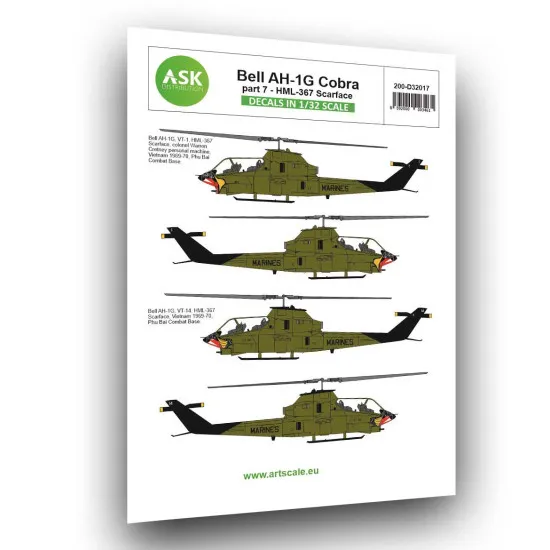 Ask D32017 1/32 Bell Ah-1g Cobra Part 7 - Hml367 Scarface Helicopter Decal Ask D32017 1/32 Bell Ah-1g Cobra Part 7 - Hml367 Scarface Helicopter Decal