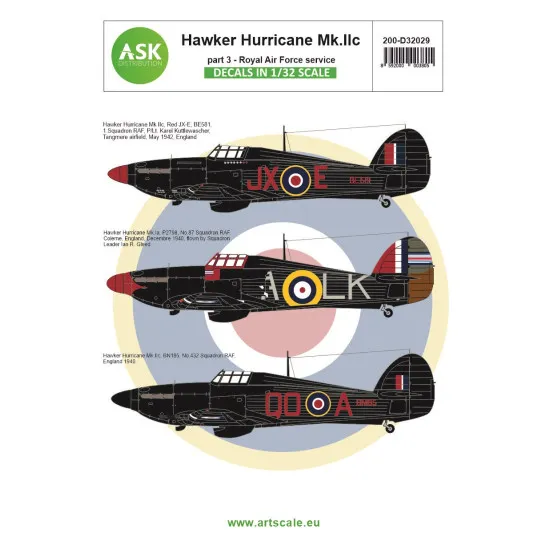 Ask D32029 1/32 Hawker Hurricane Mk.ia / Mk.iic Part 3 - Royal Air Force Service