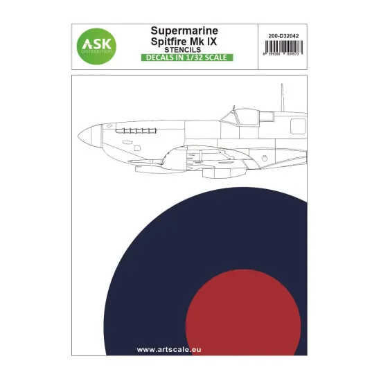Ask D32042 1/32 Supermarine Spitfire Mk.ix - Stencils Aircraft Decal