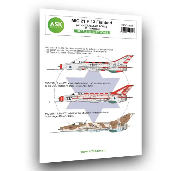 Ask D32078 1/32 Mig-21f-13 Fishbed Part 4 - Izraeli Air Force 101 Squadron Decal