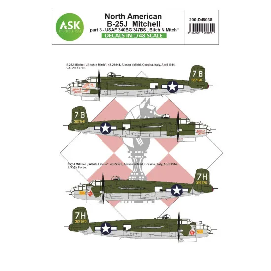 Ask D48038 1/48 B-25j Mitchell Part 3 - Us Air Force Bitch N Mitch Mediterranean