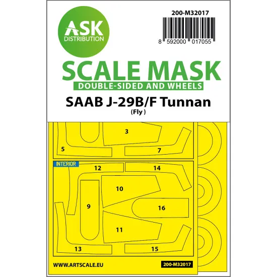 Ask M32017 1/32 Saab J-29b/F Double-sided Express Painting Masks For Fly
