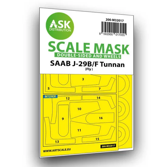 Ask M32017 1/32 Saab J-29b/F Double-sided Express Painting Masks For Fly